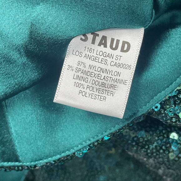 NWT Staud Mini Ilana Dress Emerald Green Sequin Embellished Womens XS - Picture 8 of 8